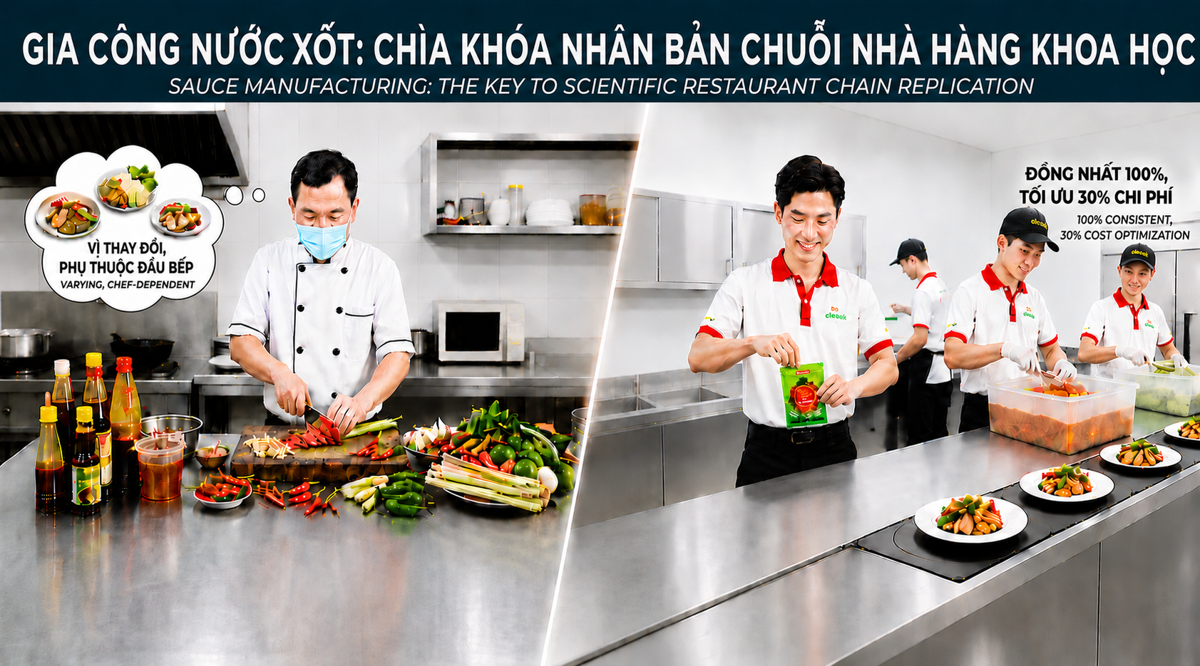 GIA CÔNG NƯỚC XỐT CHUỖI NHÀ HÀNG : BÍ QUYẾT NHÂN BẢN CHUỖI KHÔNG PHỤ THUỘC ĐẦU BẾP