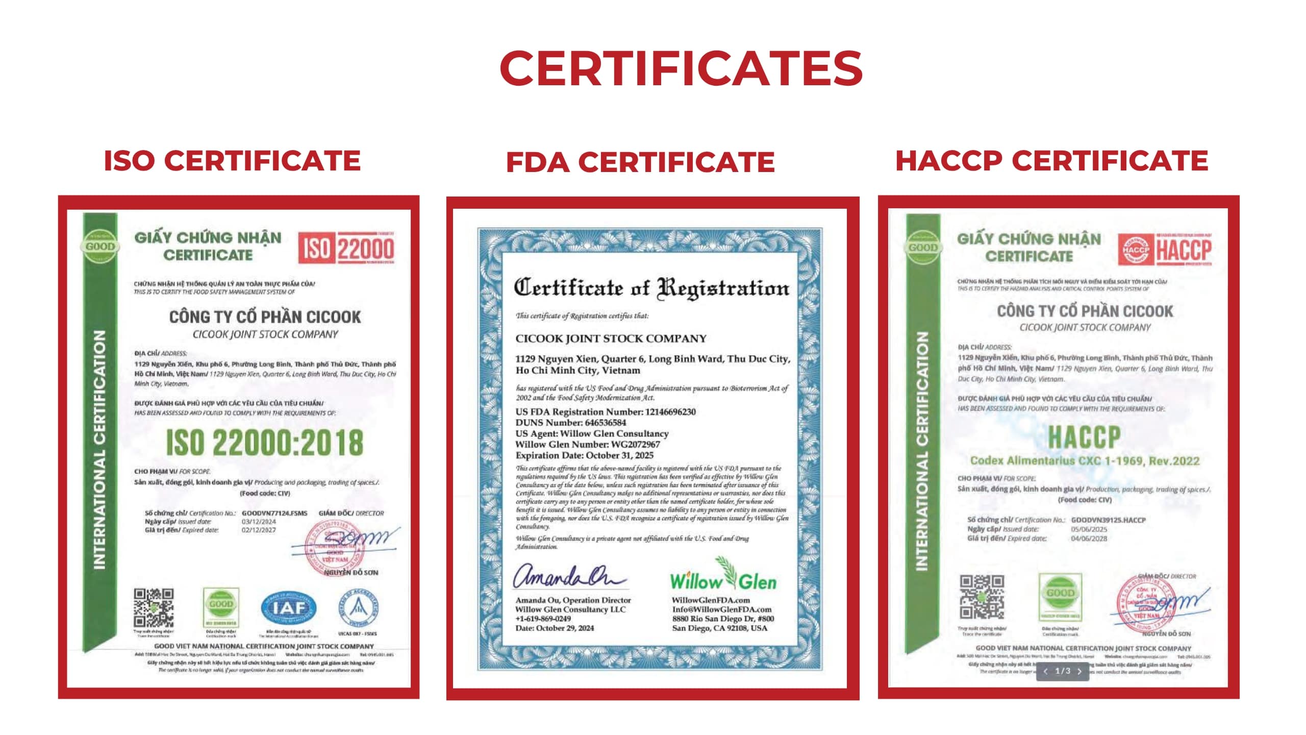 Certificate of Cicook