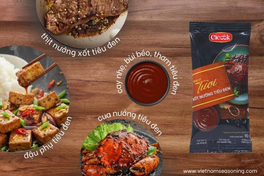 Hướng dẫn sử dụng gói xốt nướng tiêu đen 90g