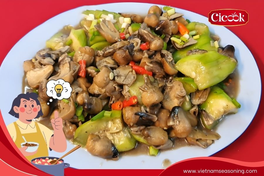 Mixed vegetable stir-fry with straw mushrooms