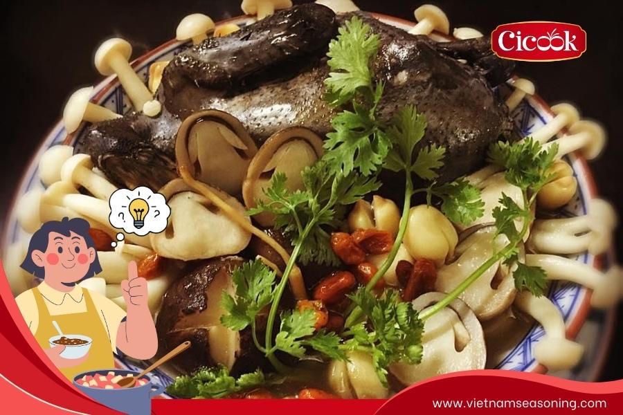 Pigeon stewed with straw mushrooms