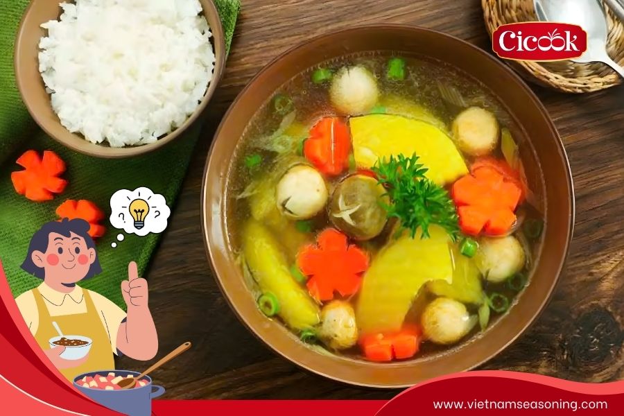 Refreshing papaya and straw mushroom soup