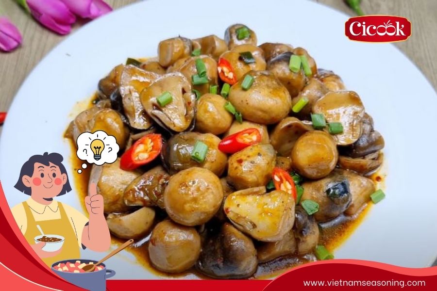 Simple soy-braised straw mushrooms