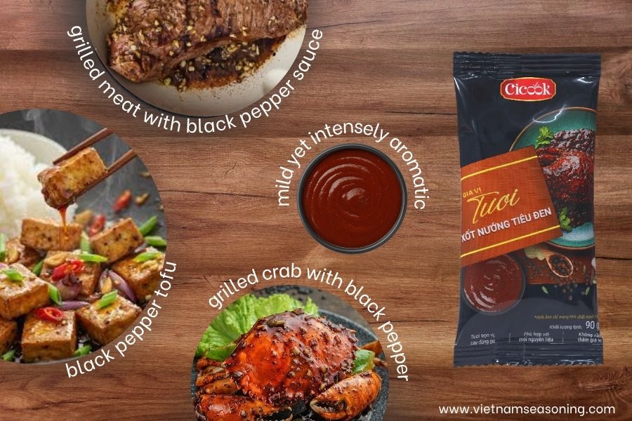 Usage instructions for 90g black pepper BBQ sauce packet